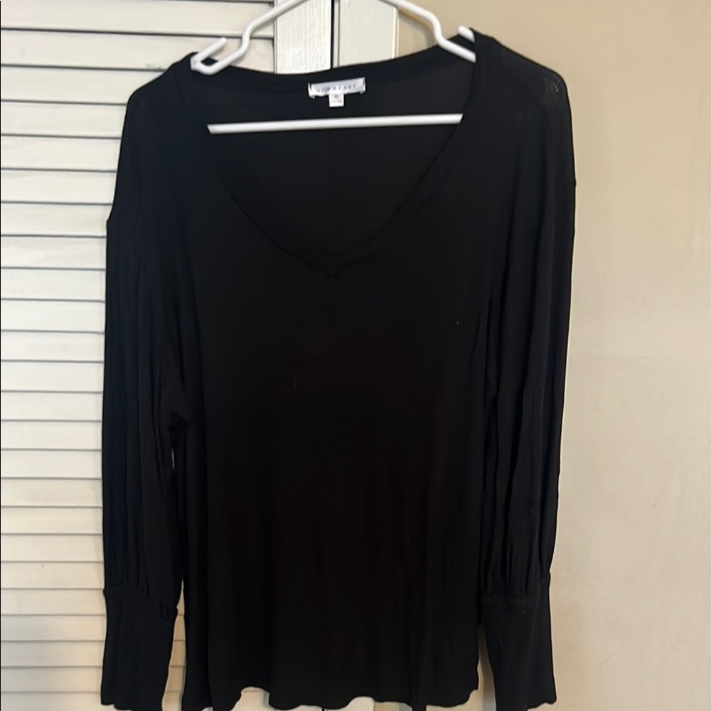 DownEast Black Ribbed Long Sleeve Top